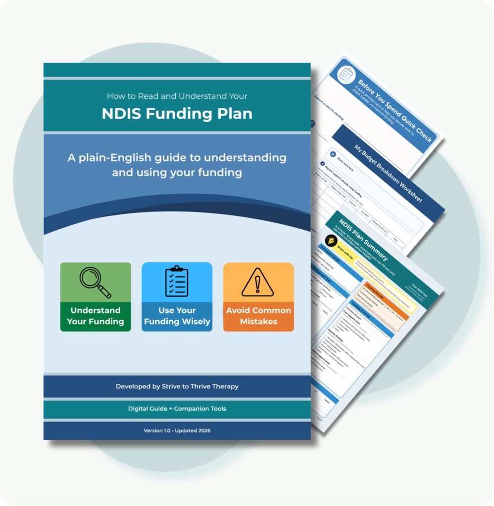 Preview of the NDIS Funding Plan Guide, Free NDIS Plan Summary and companion planning tools.